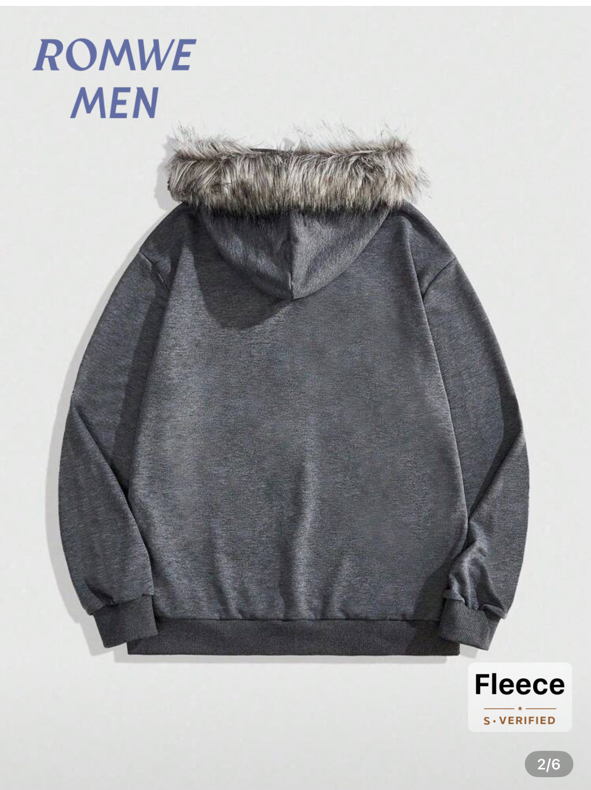 ROMWE MEN Goth Men's Autumn Cross Print Zip-Up Patchwork Faux Fur Hooded Casual Sweatshirt, Long Sleeve Top